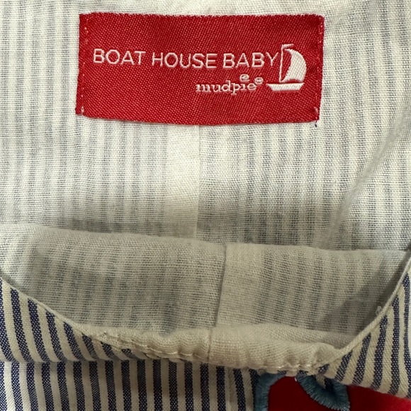 Mud Pie Boat House Baby Crab Seersucker Romper 0-6 Months - Picture 3 of 4